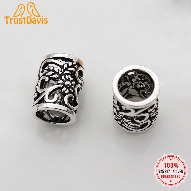 TrustDavis 925 Sterling Silver Flower Charm Beads for DIY Jewelry