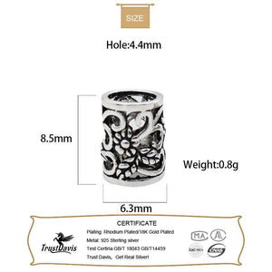 TrustDavis 925 Sterling Silver Flower Charm Beads for DIY Jewelry
