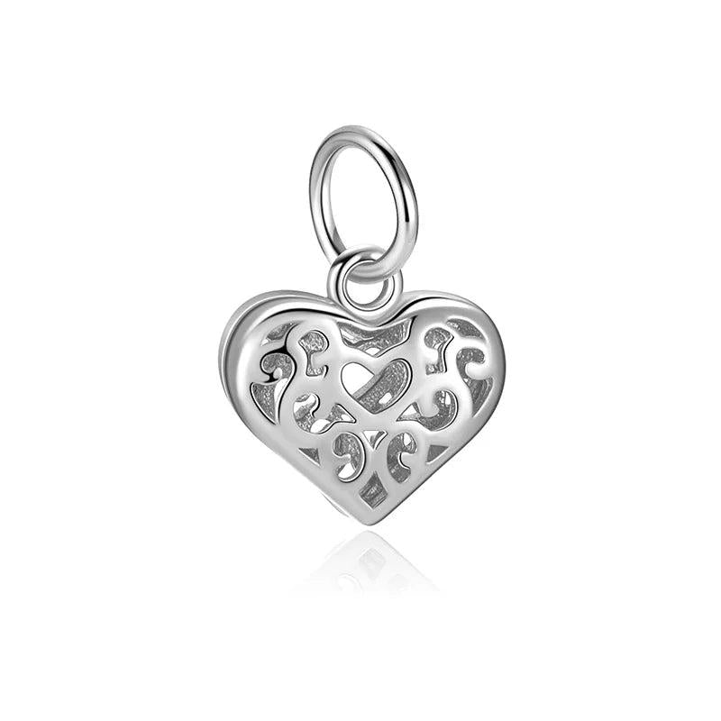 TrustDavis Sterling Silver Hollow Heart Bracelet Pendant for Women