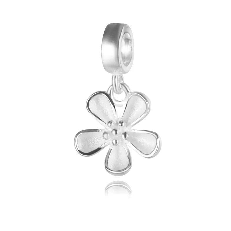 TrustDavis 925 Sterling Silver Flower Charm Pendant DIY Jewelry HY401