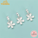 TrustDavis 925 Sterling Silver Flower Charm Pendant DIY Jewelry HY401