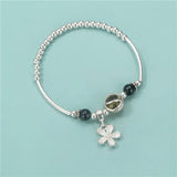 TrustDavis 925 Sterling Silver Flower Charm Pendant DIY Jewelry HY401