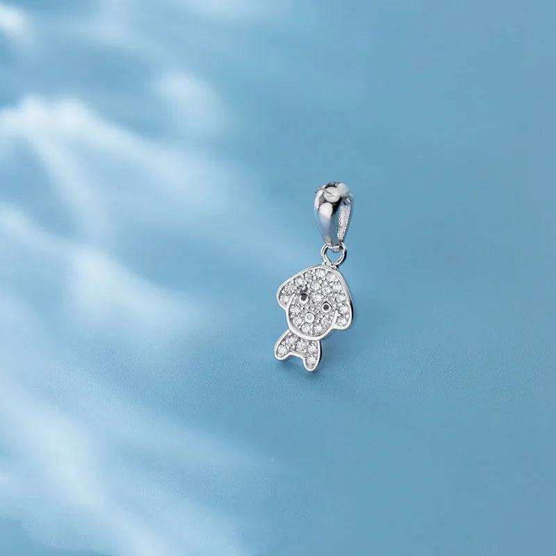 TrustDavis Sterling Silver Dog CZ Charm Stud Pendant DIY Accessories DZ464