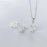 TrustDavis Sterling Silver Dog CZ Charm Stud Pendant DIY Accessories DZ464