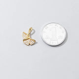 TrustDavis 925 Sterling Silver Ginkgo Leaf CZ Charm Pendant DIY Jewelry