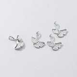 TrustDavis 925 Sterling Silver Ginkgo Leaf CZ Charm Pendant DIY Jewelry