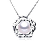 Natural Freshwater Pearl Flower Pendant Necklace