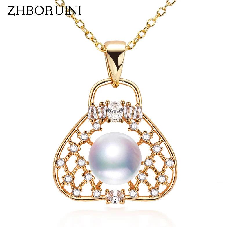 Handbag Shape Pearl Necklace 14k Filled Choker Pendant Jewelry