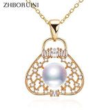 Handbag Shape Pearl Necklace 14k Filled Choker Pendant Jewelry