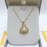 Handbag Shape Pearl Necklace 14k Filled Choker Pendant Jewelry