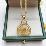 Handbag Shape Pearl Necklace 14k Filled Choker Pendant Jewelry