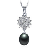 Flower Zircon Pearl Pendant 925 Silver Necklace Jewelry