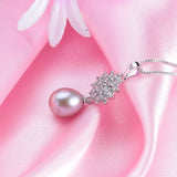 Flower Zircon Pearl Pendant 925 Silver Necklace Jewelry