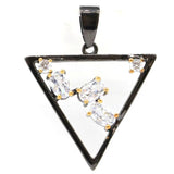 Vintage Trangle Jewelry Set Gothic Bright Cubic Zircon Silver Pendant Earrings