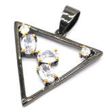 Vintage Trangle Jewelry Set Gothic Bright Cubic Zircon Silver Pendant Earrings