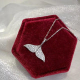 Mermaid Tail Chain Pendant Necklace For Women Full Diamond Zircon