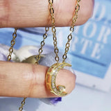 Crystal Moon Pendant Necklace for Women Clavicle Party Jewelry