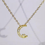Crystal Moon Pendant Necklace for Women Clavicle Party Jewelry