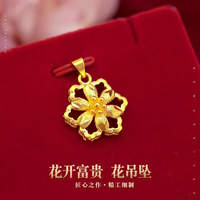 PD21 Flower Shape 24KT Pendant Charm for Women - No Chain