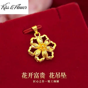 PD21 Flower Shape 24KT Pendant Charm for Women - No Chain