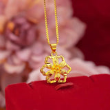 PD21 Flower Shape 24KT Pendant Charm for Women - No Chain