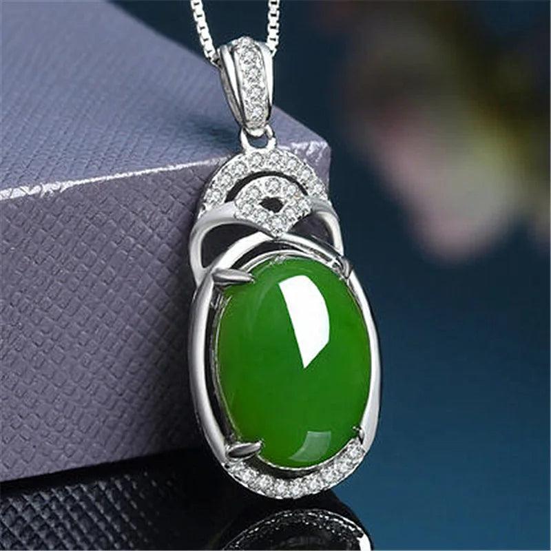 Chinese Natural Jade Green Hand-carved Water Drop Pendant Jewelry