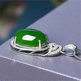 Chinese Natural Jade Green Hand-carved Water Drop Pendant Jewelry