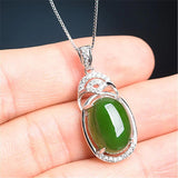 Chinese Natural Jade Green Hand-carved Water Drop Pendant Jewelry