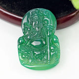 Green Chalcedony Guan Gong Pendant Martial God Necklace