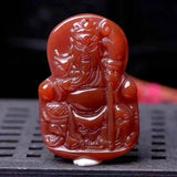 Green Chalcedony Guan Gong Pendant Martial God Necklace