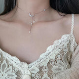 925 Silver Star Moon Necklace for Girls NK007