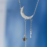 925 Silver Star Moon Necklace for Girls NK007