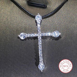 925 Silver CZ Cross Choker Necklace