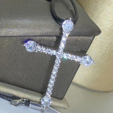 925 Silver CZ Cross Choker Necklace