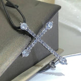 925 Silver CZ Cross Choker Necklace