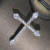 925 Silver CZ Cross Choker Necklace