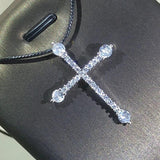 925 Silver CZ Cross Choker Necklace