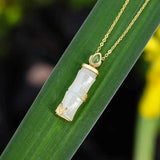 Natural Hetian Jade Bamboo Necklace S925 Sterling Silver Pendant
