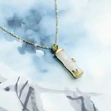 Natural Hetian Jade Bamboo Necklace S925 Sterling Silver Pendant