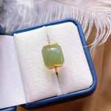 Natural Gray Jade Ring S925 Sterling Silver Hetian Jade Xiangyun Ring