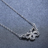 925 Silver Zircon Butterfly Flower Heart Necklace for Women