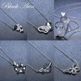 925 Silver Zircon Butterfly Flower Heart Necklace for Women