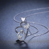 925 Silver Zircon Butterfly Flower Heart Necklace for Women