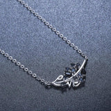 925 Silver Zircon Butterfly Flower Heart Necklace for Women