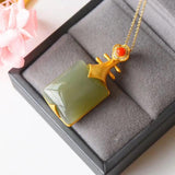 Personalized Hetian Gray Jade S925 Sterling Silver Pendant