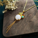 Jade Pendant 925 Silver Vintage Necklace Natural Stone Charms