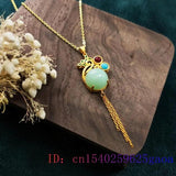 Jade Pendant 925 Silver Vintage Necklace Natural Stone Charms