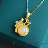 Jade Blessing Pendant Charm 925 Silver Necklace Amulet Carved