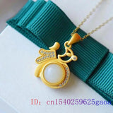 Jade Blessing Pendant Charm 925 Silver Necklace Amulet Carved