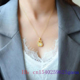Jade Blessing Pendant Charm 925 Silver Necklace Amulet Carved